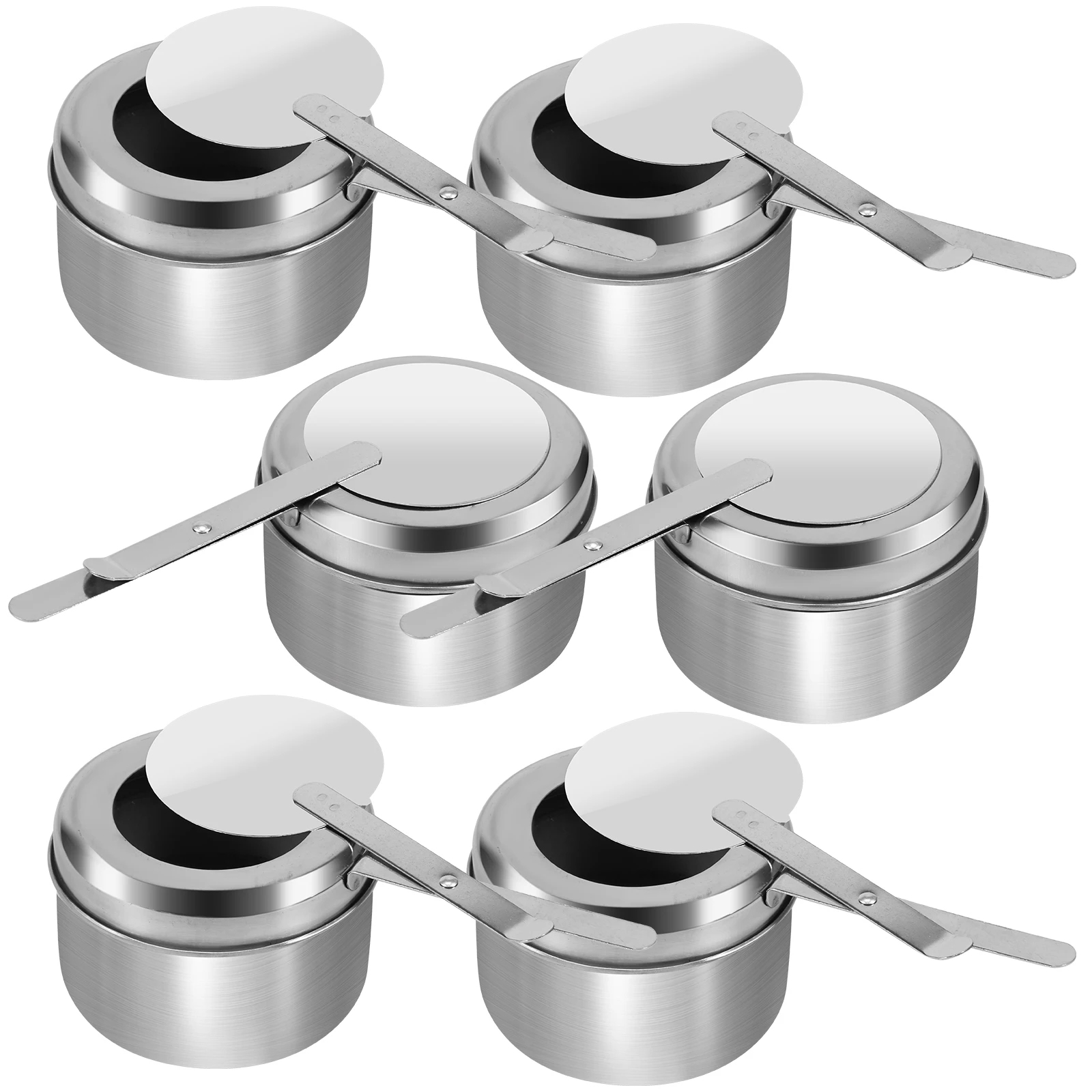 6Pcs Stainless Steel Fuel Holder with Lid Portable Chafing Fuel Holders Chafing Fuel Can Holder for Hotel Household Outdoor