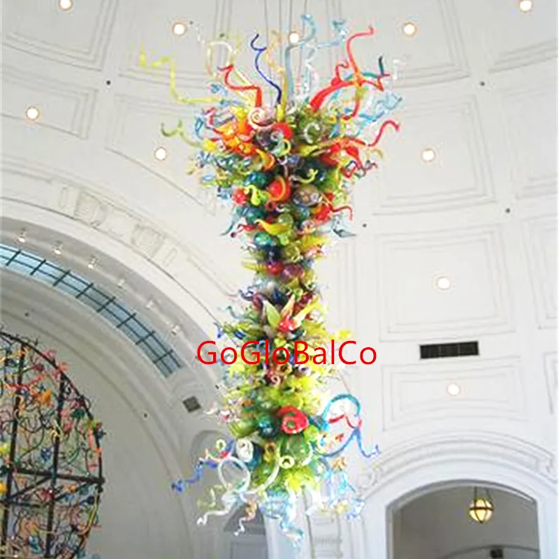 Hand Blown Glass Chandeliers Colorful Designer LED Crystal Chandelier Chihuly Style Pendant Lamps