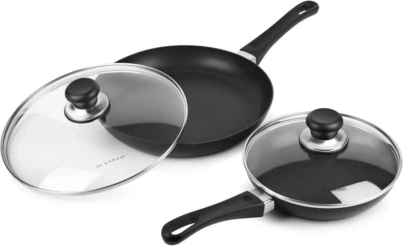 Classic Nonstick Fry Pan Skillet Set with Lids (8 & 10.25-inch)