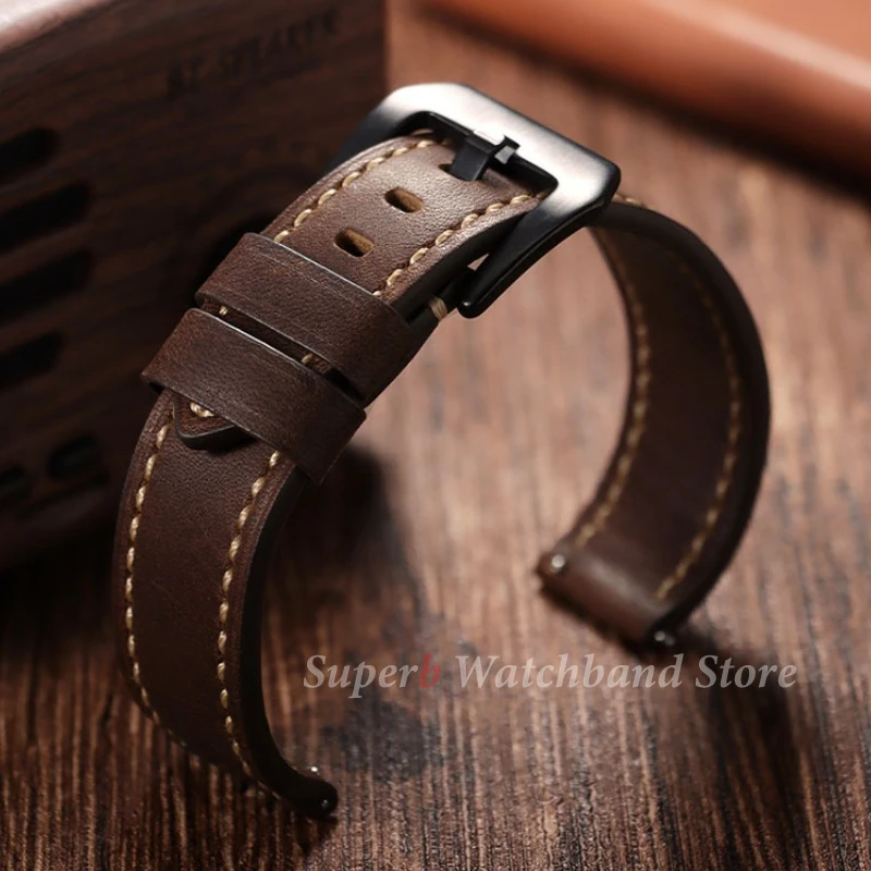 Ремешок для часов из воловьей кожи, быстросъемный ремешок для Panerai 18/20/22/24/26 мм, винтажный браслет для мужчин, универсальные аксессуары для часов