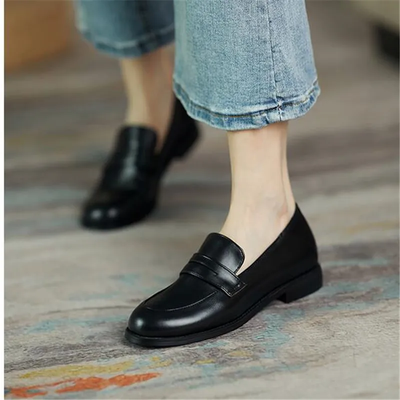 Luxury Loafers Women Brand 2023 Spring Designer Loafers Women Genuine Leather Flats Non-slip Breathable Female Shoes Handmade