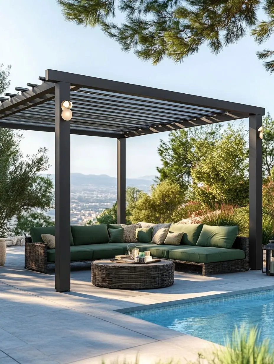 

Outdoor Pergola Patio Canopy Roof Gazebos with Remote Control Waterproof Motorized Aluminium Louver Gazebo Garden Building