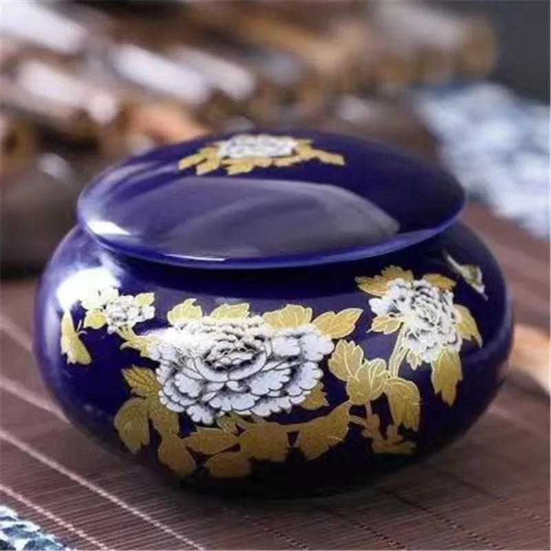 Ceramic Mini Floral Pattern Tea Jar Ointment Spice Sealed Storage Cans Portable Small Size Tea Moisture-proof Packaging Tanks