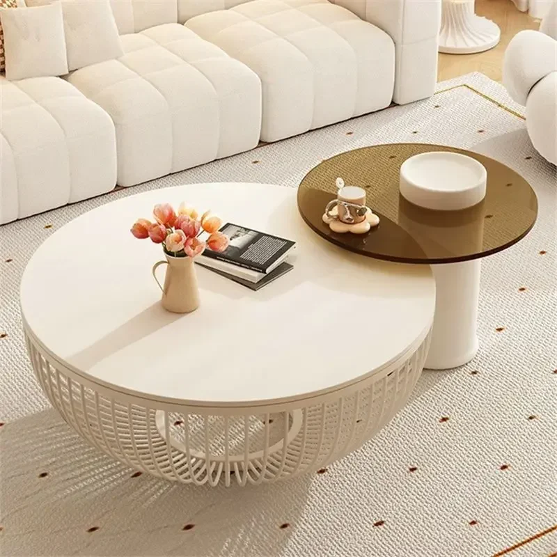Glass Replacement Coffee Table Round Minimalist Transparent Library Storage Coffee Table Bedside Nordic Couchtische Room Decor