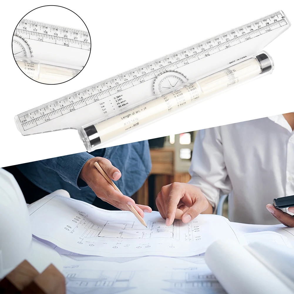 15cm 30cm Parallel Roller Ruler Transparent Plastic Balance Drafting Tool For Architect Engineer Artist Drawing Design Instrumen