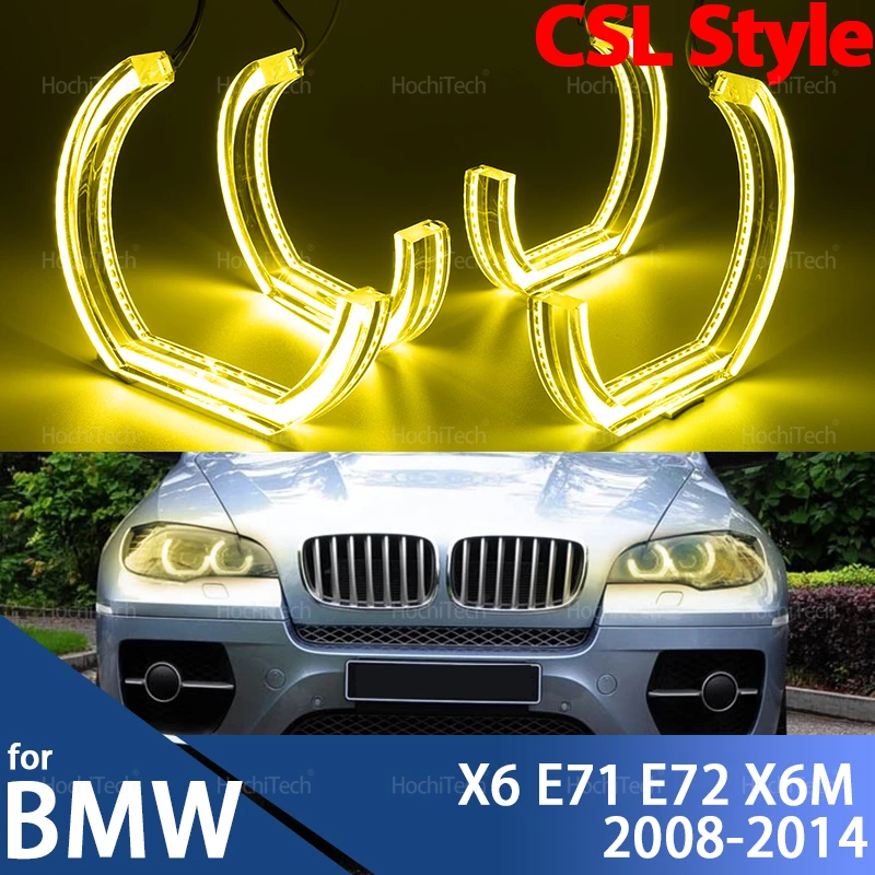 

Стайлинг автомобиля CS CSL Стиль LED Angel Eyes Кольца Фара Лимонно-желтый DRL Свет для BMW X6 E71 E72 X6M 2008-2014