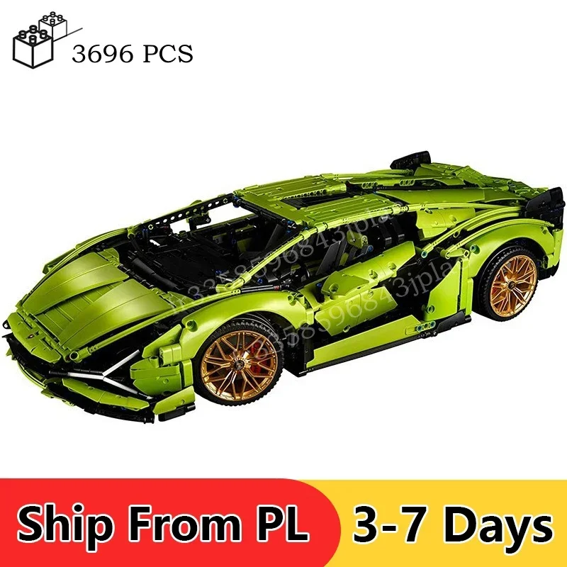 3696 stks Technische Lambo Sian Bouwstenen Compatibel 42115 MOC Bricks Model Project voor Volwassenen Sportwagen Speelgoed voor Jongens Geschenken