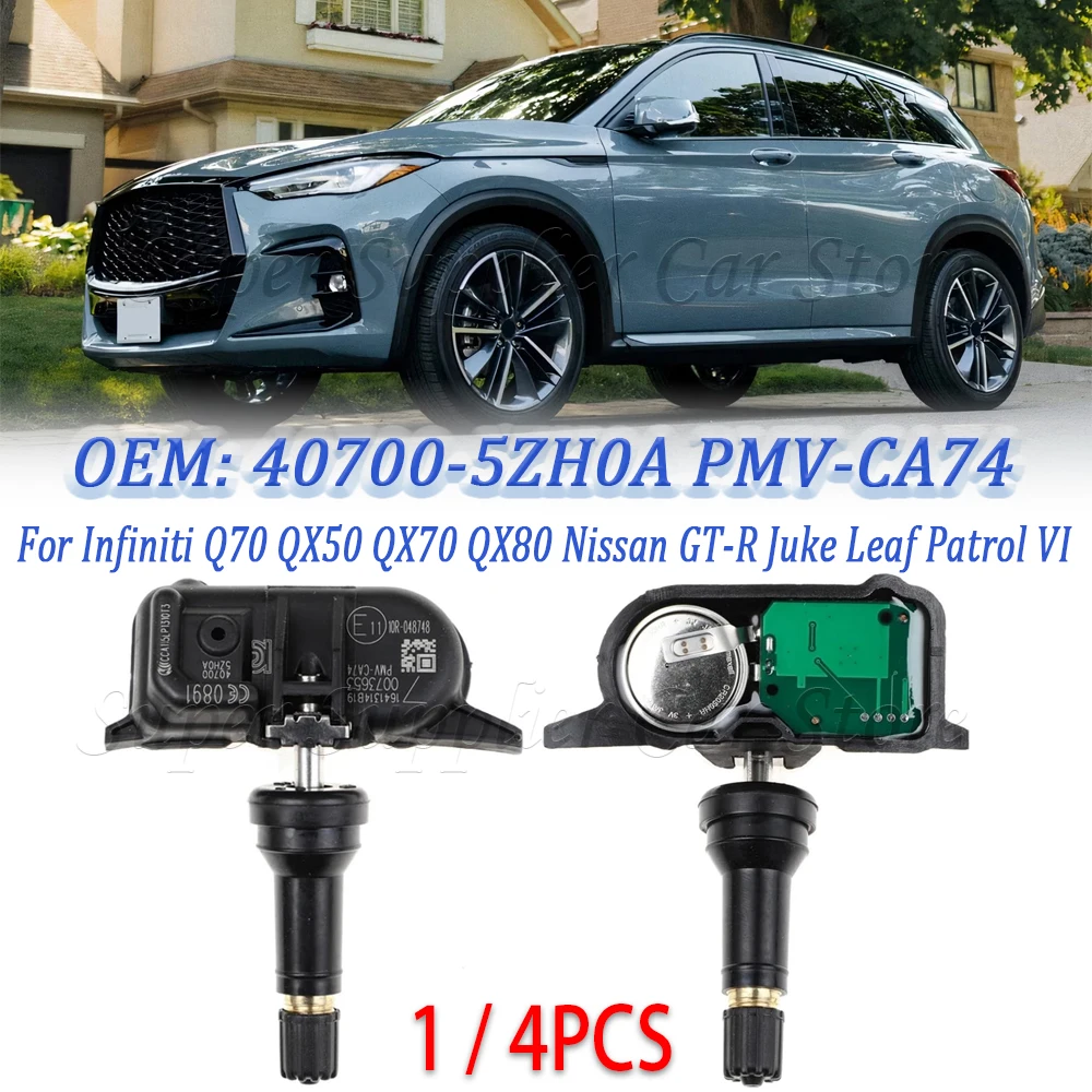1/4PCS Car Tire Pressure Sensor TPMS 433MHz For Infiniti Q70 QX50 QX70 QX80 Nissan GT-R Juke Leaf Patrol VI 40700-5ZH0A PMV-CA74