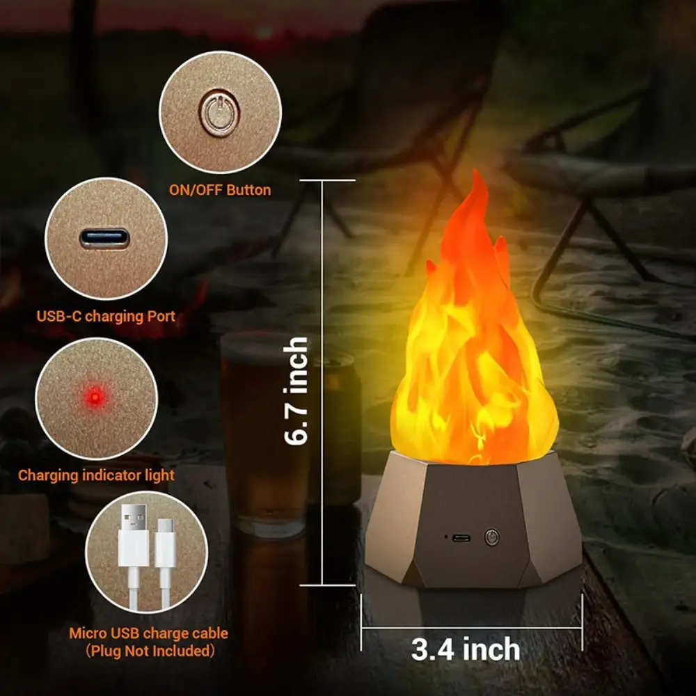 تصميم مقاوم للماء LED محاكاة لهب ضوء USB ضوء الزخرفية في الهواء الطلق مصباح مقاوم للماء لهب محاكاة ثلاثة التروس