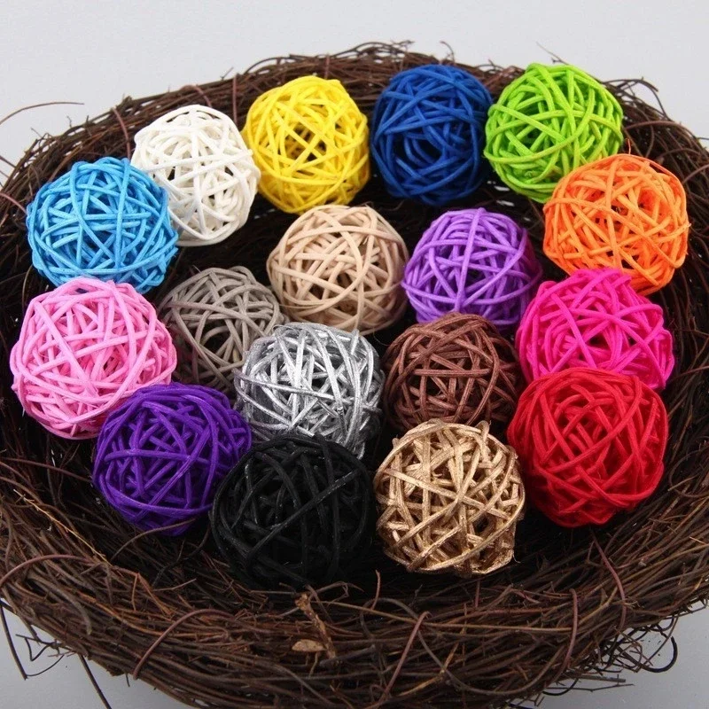 Pet Bird Chewing Bird Rattan Ball Toy For Parrot Budgie Parakeet Cockatiel Chewing Playing Parrot Cages Toys 5pcs