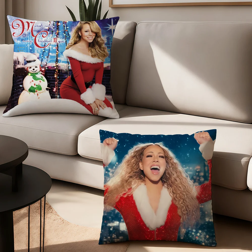 Singer Mariah Carey  Merry Christmas Pillow Case Office Cushions Suitable For Sofa Car Bedroom Decorative Cushion Cover