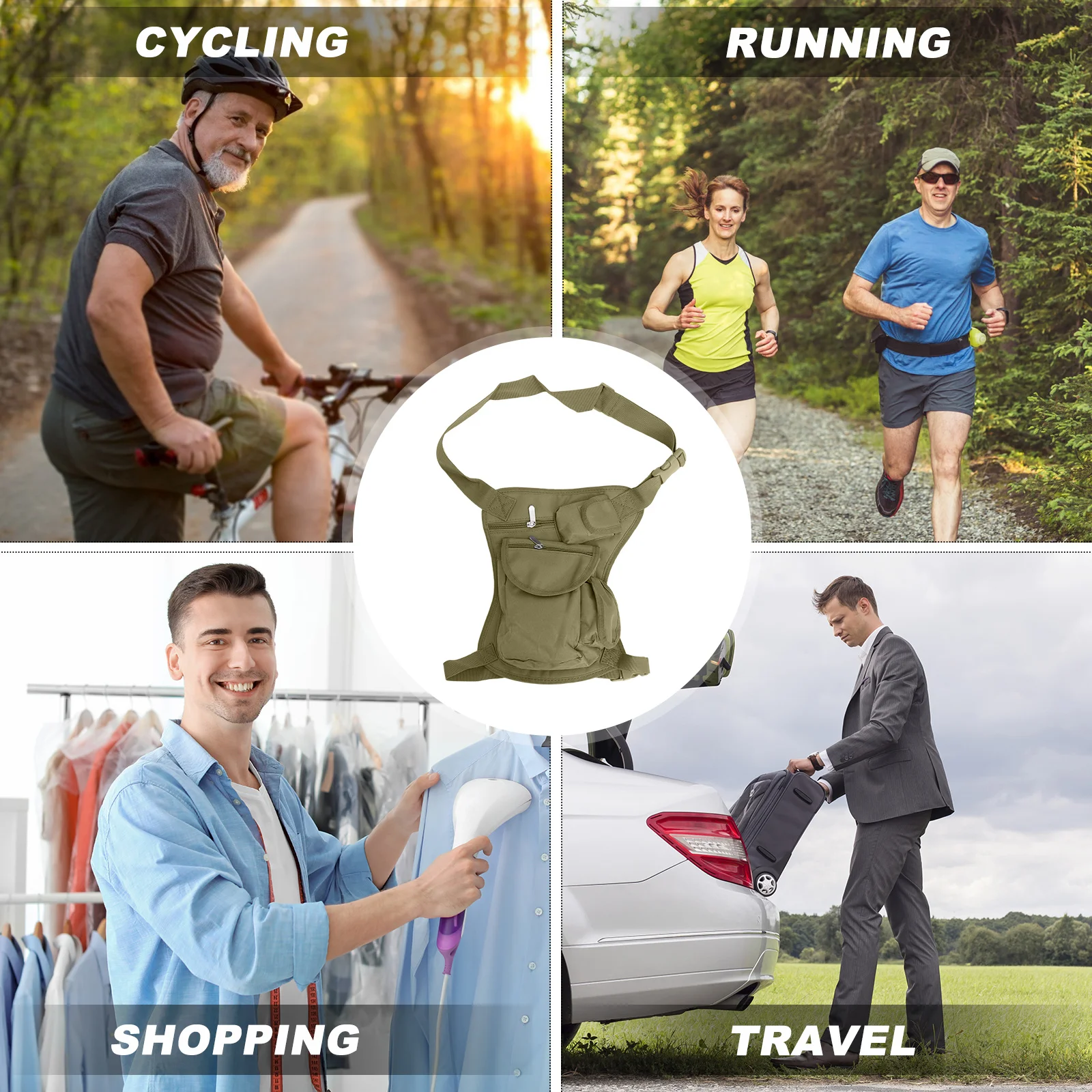 1 قطعة حقيبة متدلية الساق قابل للتعديل الخصر في الهواء الطلق التدريب الحقيبة مقاوم للماء الفخذ حزمة للدراجات النارية التخييم التنزه