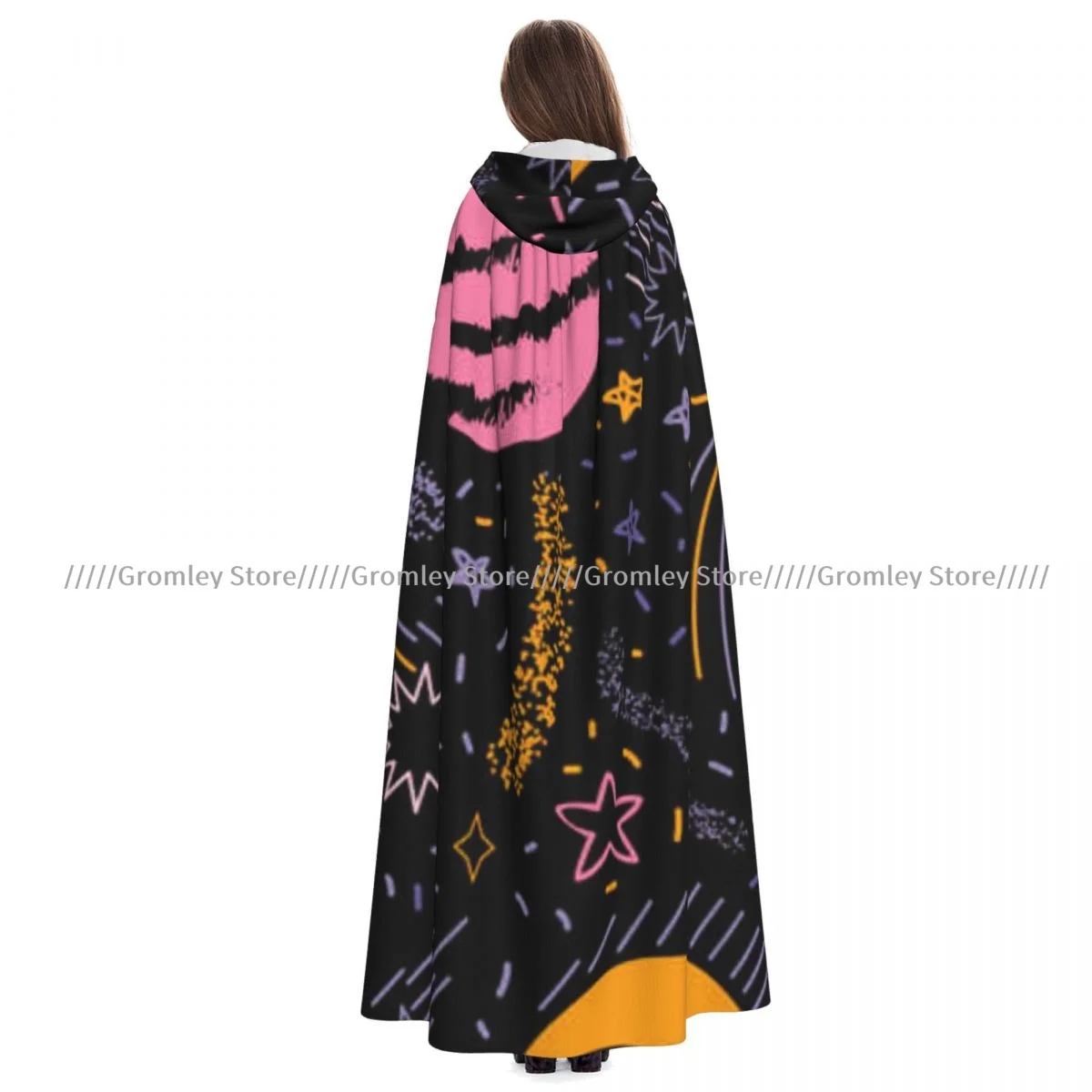 

Adult Cosmic Galaxy Constellation Pattern Cloak Cape Hooded Medieval Costume Witch Wicca Vampire Halloween Costume Dress Coat