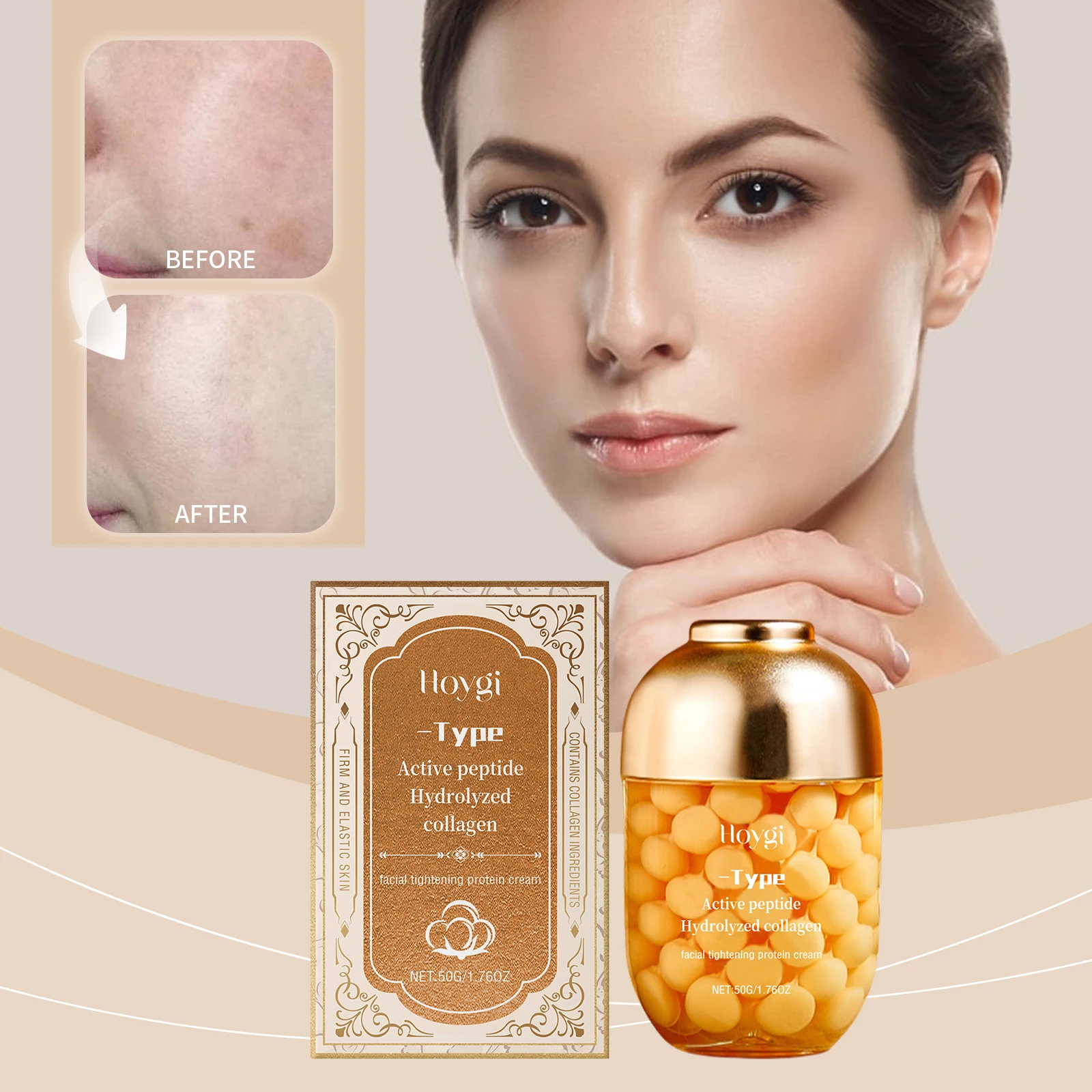 Crema rassodante al peptidico attivo e al collagene idrolizzato – Crema proteica rassodante viso antietà per pelli elastiche e giovanili – 50 g