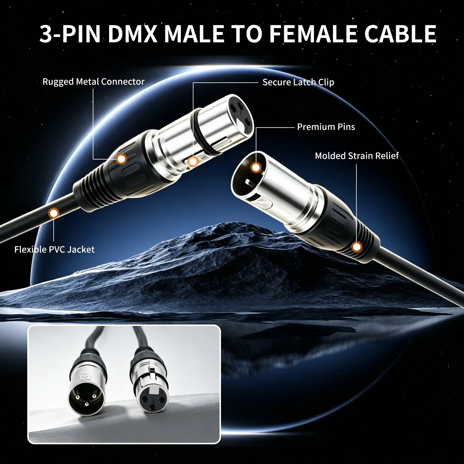 3Pin XLR Cable Audio Line 2M/3M/5M/10M DMX Cable Stage Light Accessories For Led Par Light Moving Head Console Connection view 4