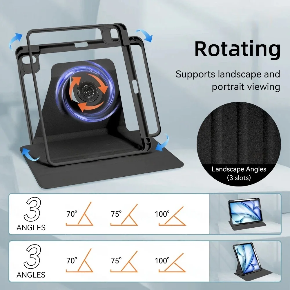 

For iPad A16 2025 11th Generation A3355 A3356 360° Rotation Smart Cover Funda For iPad 10th A2757 A2777 A2696 Tablet Cover
