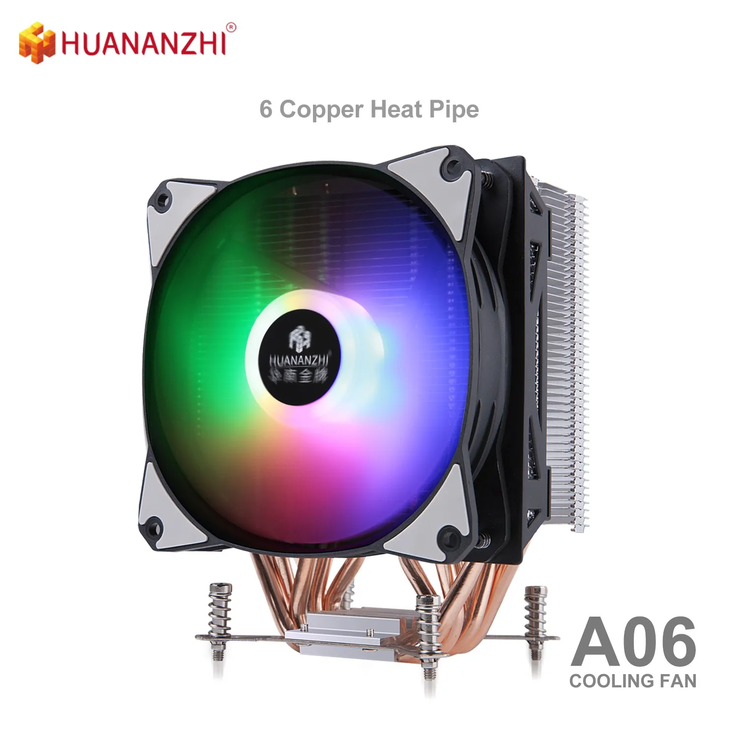 

HUANANZHI A06 6 Copper Heat Pipe LED CPU Cooler Cooling Fan Radiator Quiet SINGLE Fan Cooler Heatsink