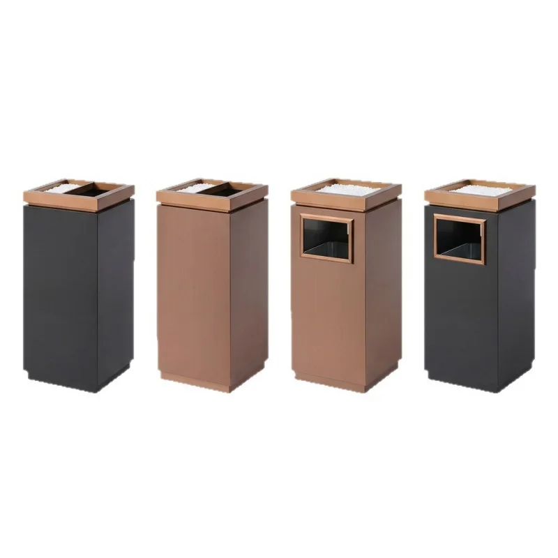 

Large Capacity Square Creative Commercial Flip-top Sorting Large Stainless Steel Trash Can with Lid for Hotel Lobby Public Area