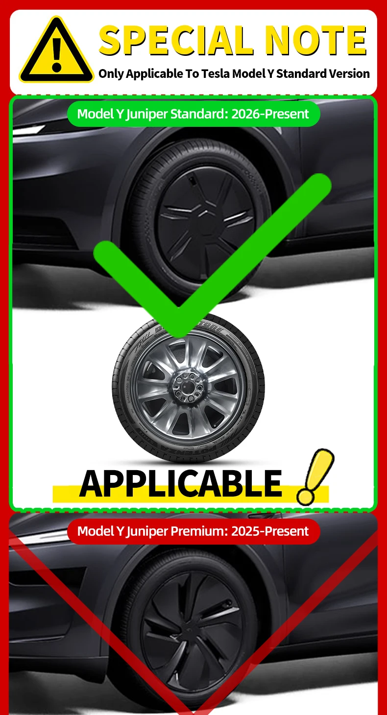 4 Stück 18" Tomahawk-Style Radkappen für Tesla Model Y Juniper Standard 2026 Radkappe Vollrandabdeckung Ersatz-Radabdeckung Zubehör – Detail 1