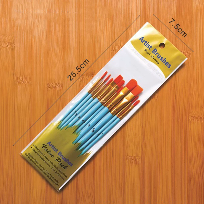 Ensemble de pinceaux de peinture en nylon, pinceau court, pinceau acrylique à l'huile, stylo d'interconnexion, fournitures d'art professionnelles, haute qualité, le plus récent, 10 pièces