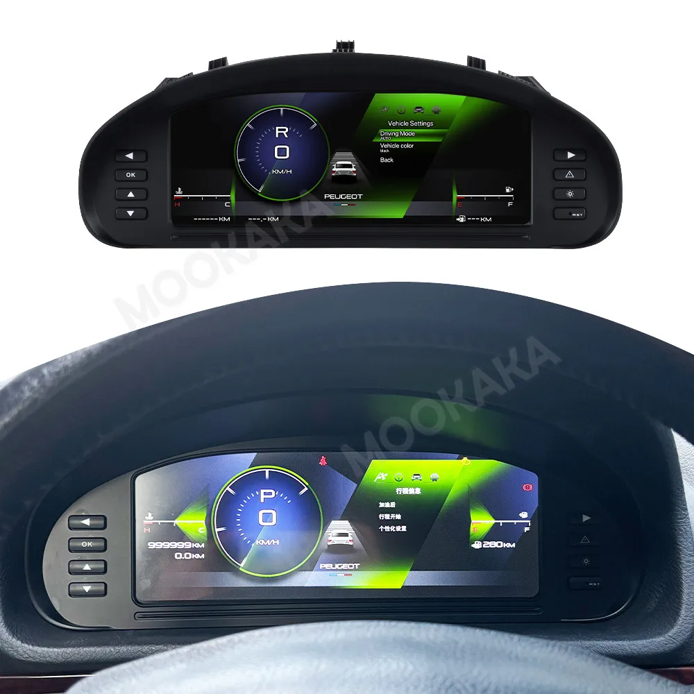 12.3inch Screen LCD Gauges for Peugeot 407 SW 2004 2005 2006 2007 2008 2009 2010 Digital Speedometer Virtual Cockpit Dashboard