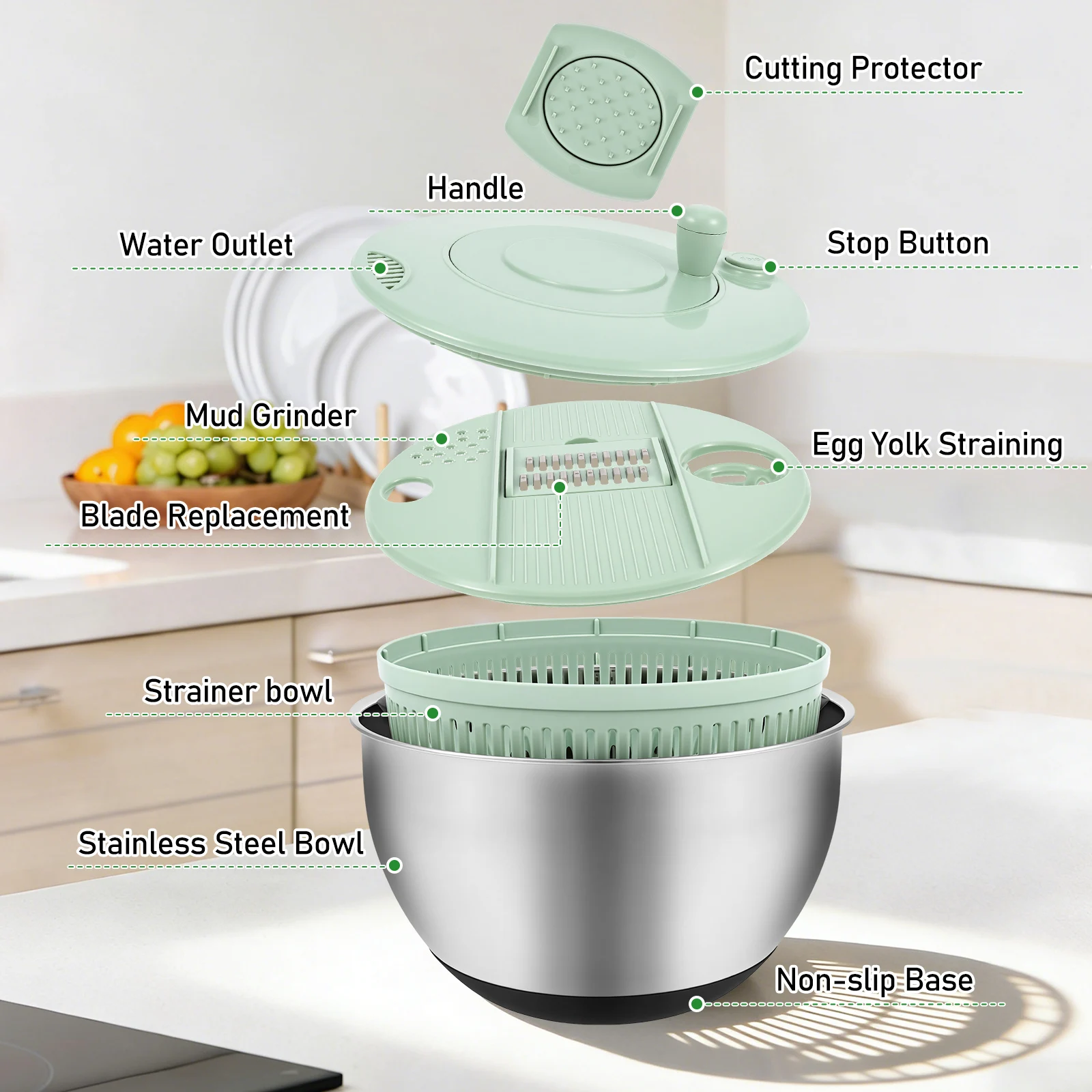 قطعة واحدة من جهاز تجفيف السلط - مراجعة Salad Spinner وسعره