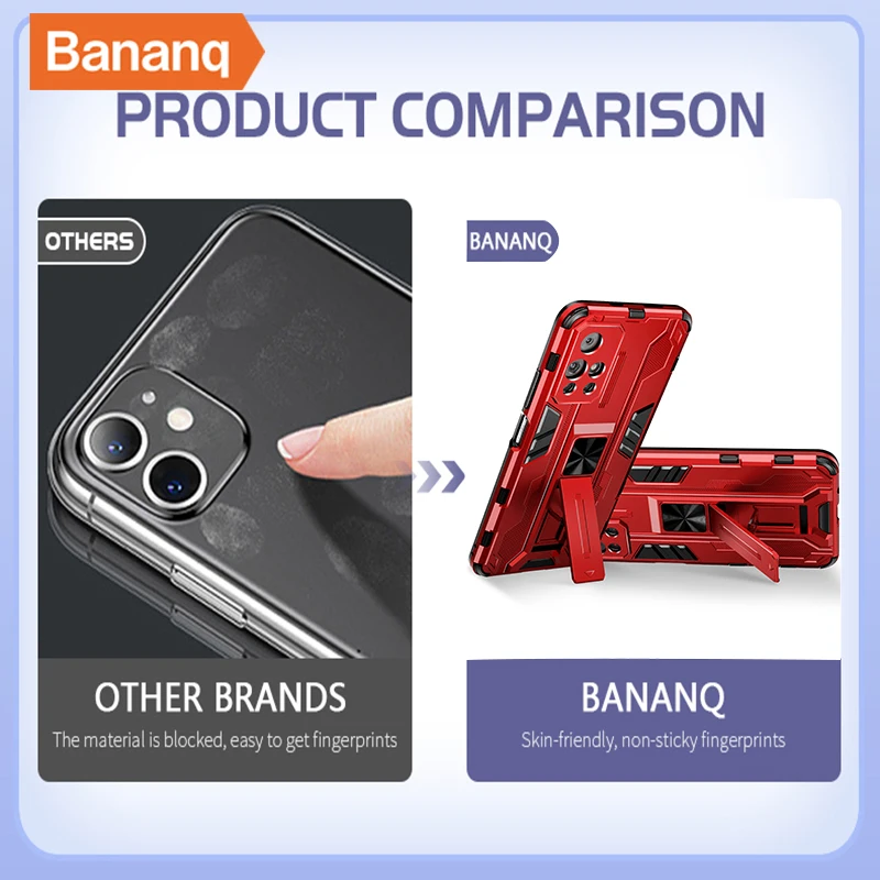 Bananq Bracket Case For Xiaomi 14 13T 13 Poco X6 M6 F6 Stand Cover For Redmi K70 K60 Ultra Turbo 3 Note 13 13R 12 Pro Plus 12S