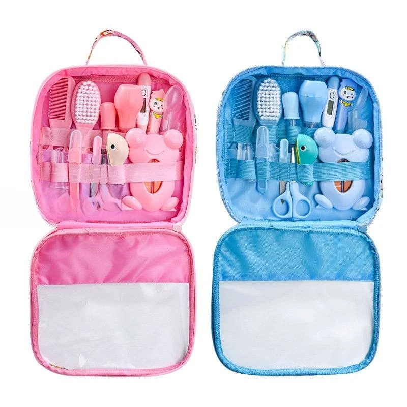 13 unids/set Kit de cuidado del bebé recién nacido niños uñas cuidado de la salud termómetro cepillo de cuidado Kit cortaúñas tijera artículos de tocador para niños