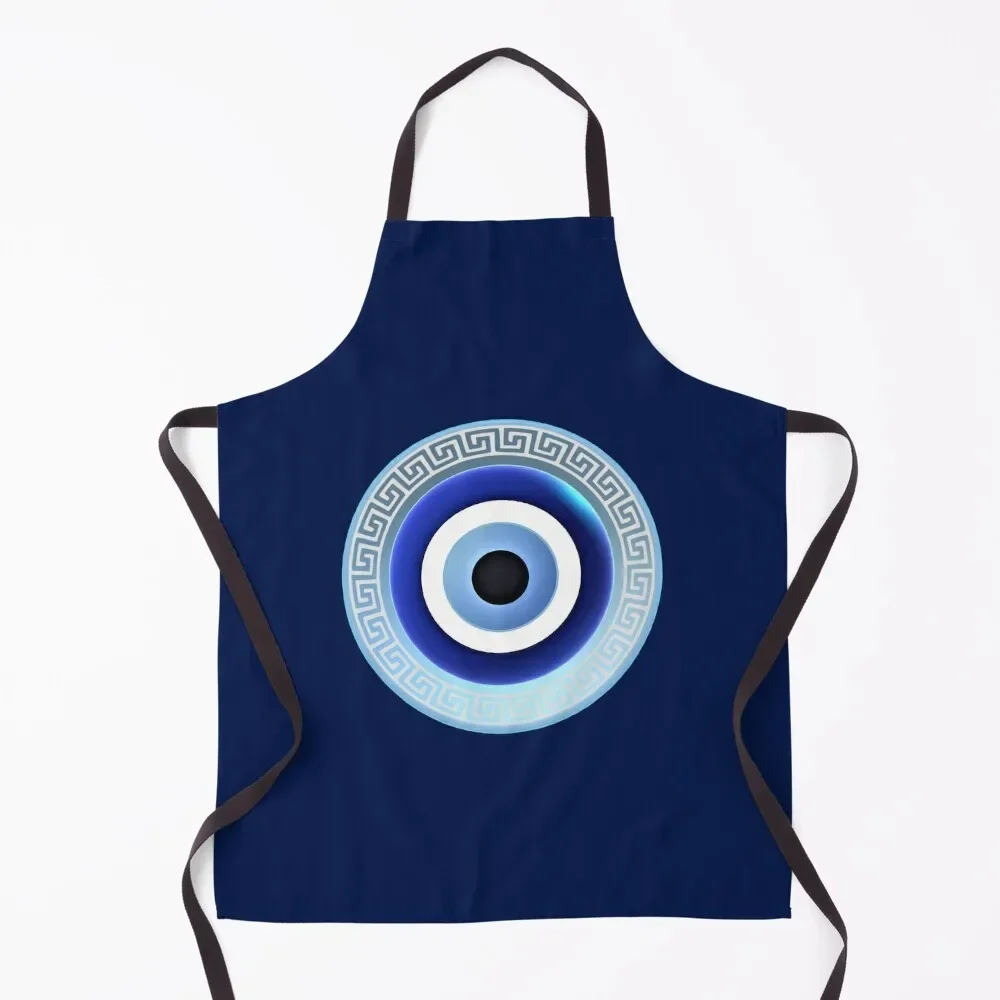 

Mati Evil Eye Greek Key Apron For Home Accessories chef for man Hairdressing Apron