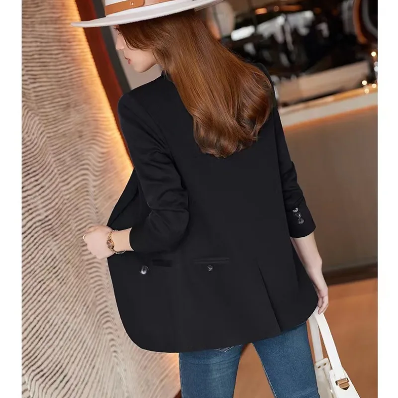 Autumn Winter Women Clothing Black Blazer Long Sleeve Double-breasted Ladies Business Work Coats Slim Jacket Korean Chic Blazer