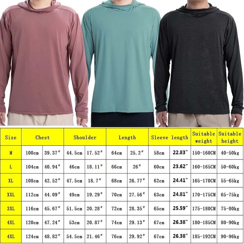 Long Sleeve Shirt Guard Shirt Athletic Hoodie Hiking Shirts Elasticity Men Clothing Workout Tee Quick Dry Shirts Breathable