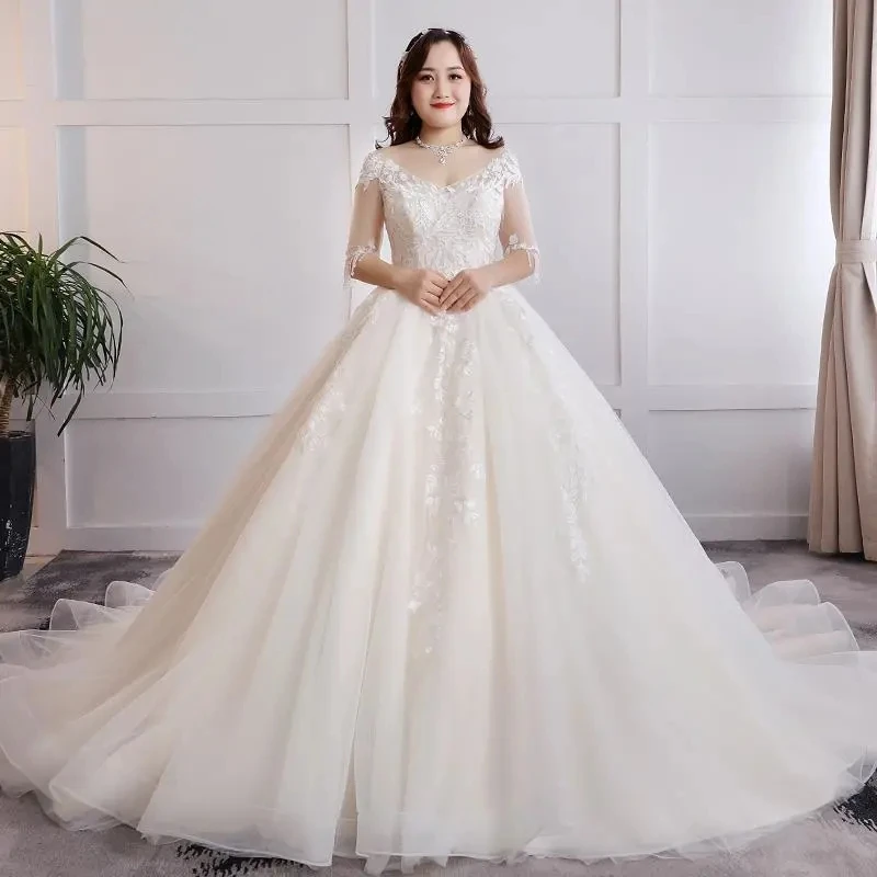 Wedding dress new extra-large size bride married plus fertilizer plus 200 pounds fat tail luxury slim pregnant woman