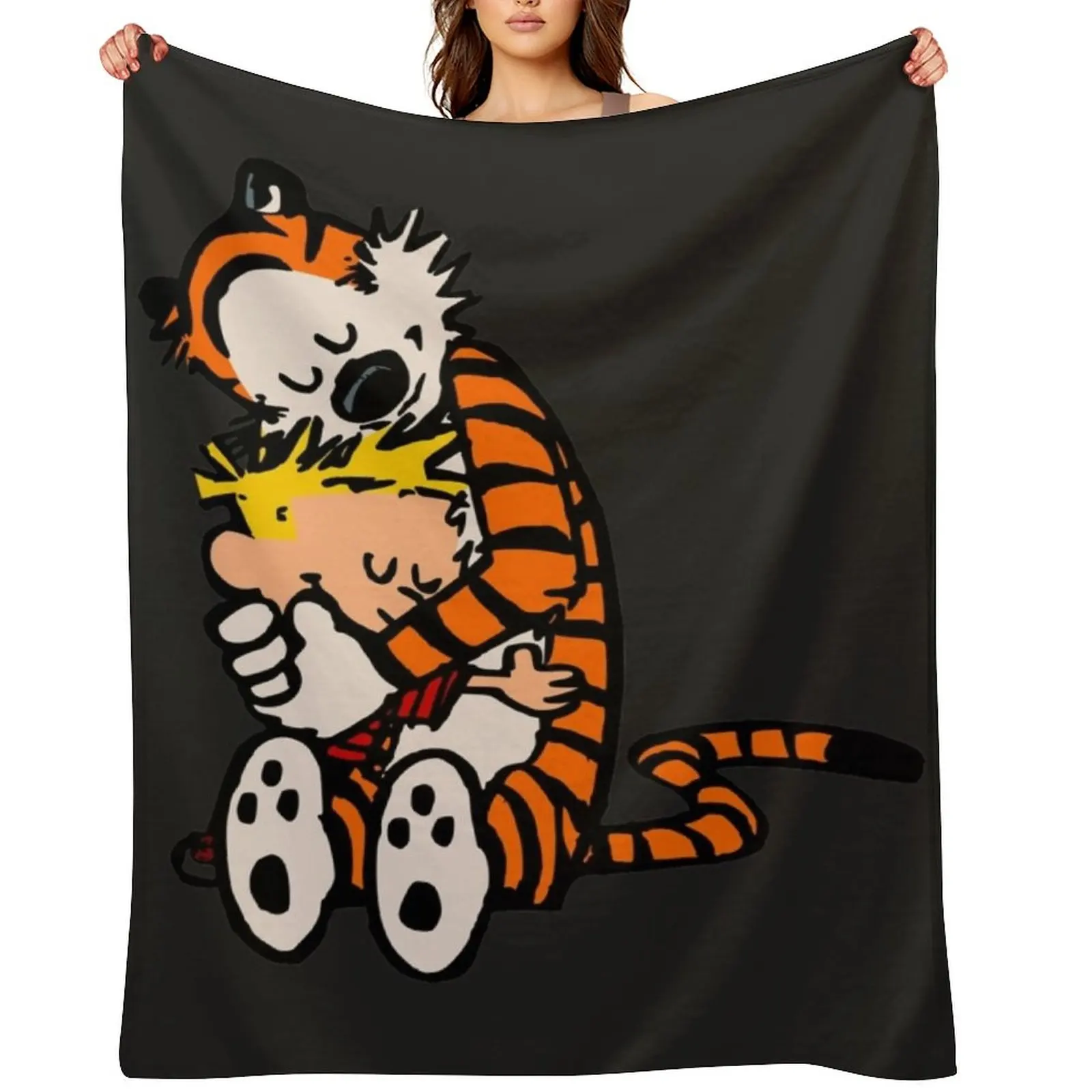 

calvin and hobbes had funy hug Throw Blanket Kid'S Beach warm winter Flannels Blankets