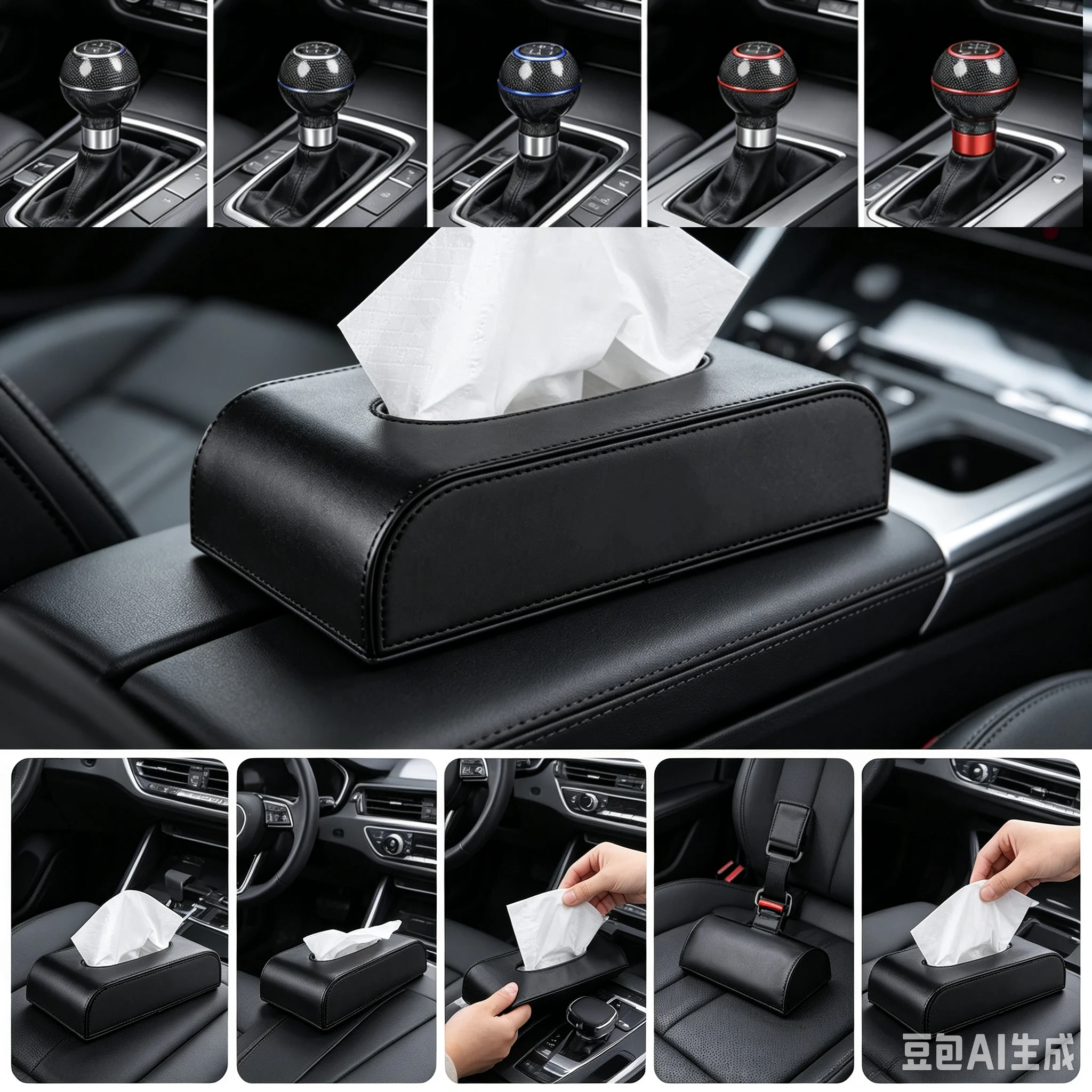 PU Leather Car Tissue Box Napkin Holder Armrest  Hanging Storage Box for car Universal Seat Accessories