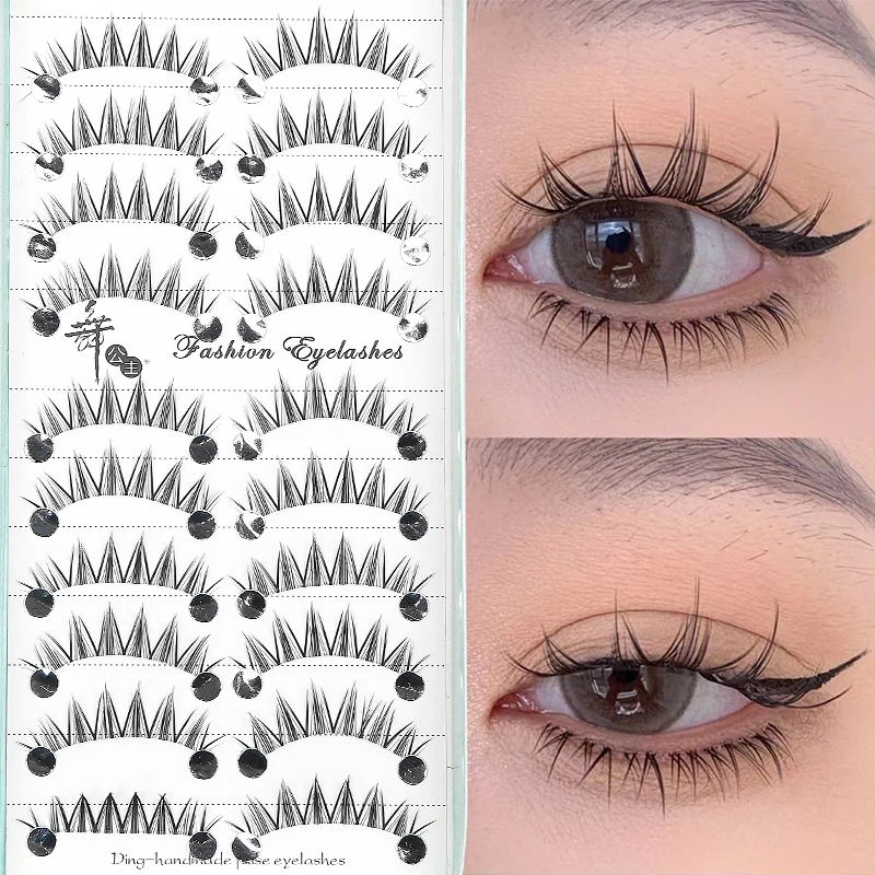 DINGSEN 10 Paar Cat Eye Manga Volle Streifenwimpern Natürliche Kurze Lange Wispige Faux Mink Künstliche Wimpern für Tägliches Make-up – Detail 1