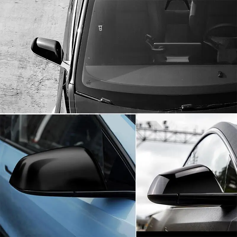 For Tesla Model 3 2017-2022 Car Replacement Rearview Side Mirror Cover Wing Cap Exterior Door Rear View Case Trim Gloss Black