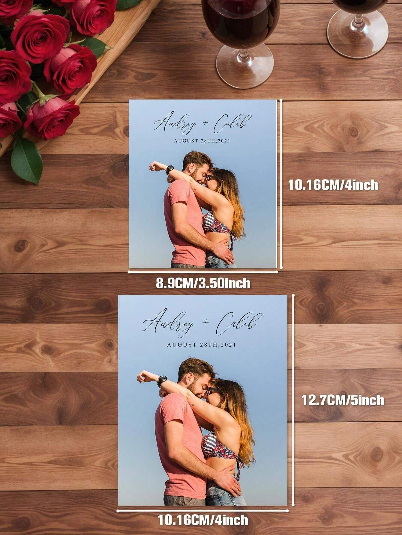 1pc Custom Photo Text Wine Bottle Sticker Personalized Square Colored Wedding Gift For Him Her Valentine Birthday Anniversary view 4