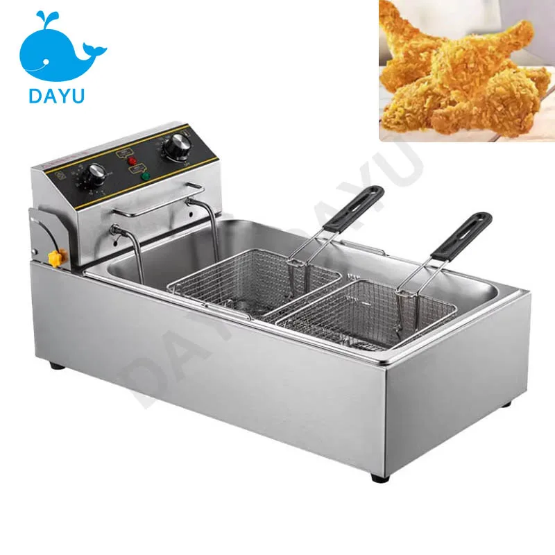 Fryer Commercial Electric Kitchen Equipments Food Processor Cooker 20L Stainless Steel Double Cylinder Fried Chicken Stove
