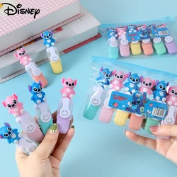 6pcs Anime Stitch Bagged Mini Highlighter Lilo & Stitch Cartoon 6color Diy Handbook Pen Cute Student Marker Stationery Gift