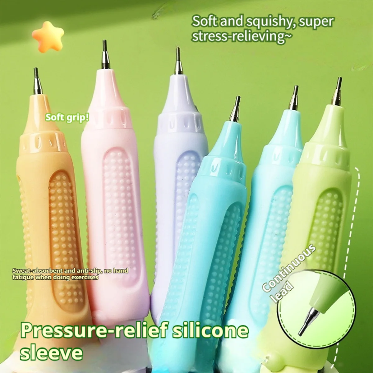 LanGou 0.9 มม.Anti-Break Lead ดินสออัตโนมัติสําหรับเด็ก Back to School Sketching ร่าง Comfort Grip เติม Clicker