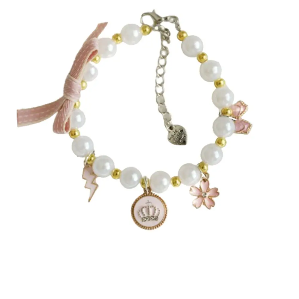 

Exquisite Adjustable Pet Collar Sweet Decorations Cute Cat Pearl Necklace Dog Chain Pendant Cat Jewelry Dog Birthday Gift