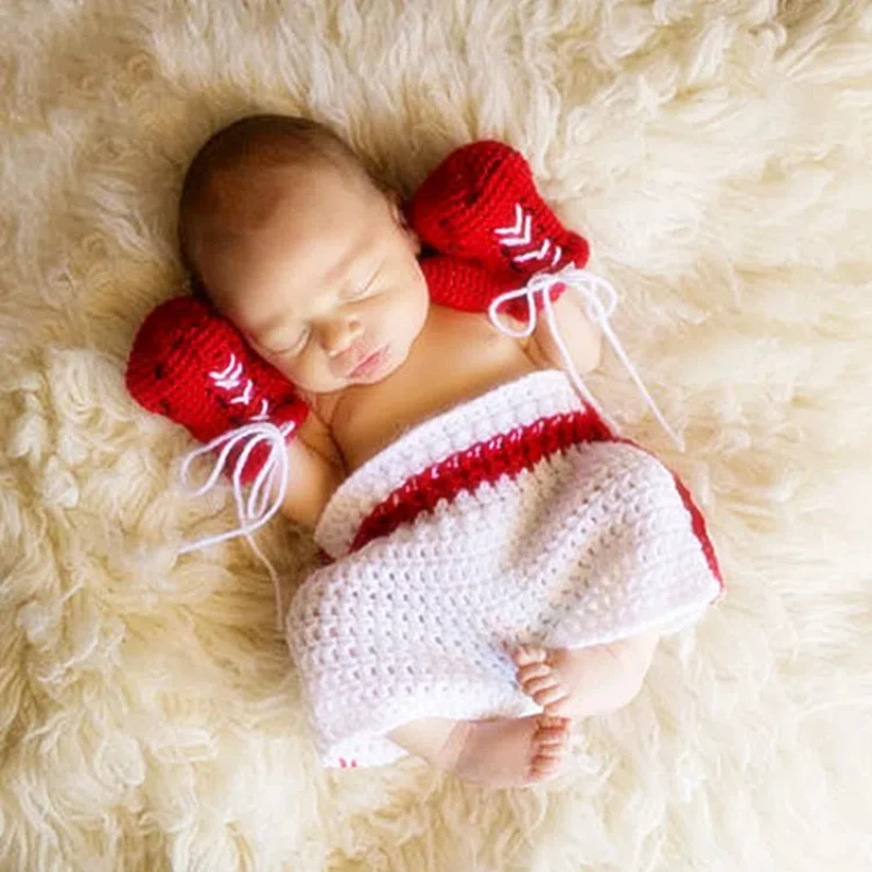 Newborn Photography Clothing Photography Clothing Baby Photo Handmade Wool Knitting Clothing Baby Boxing Modeling Clothes Access