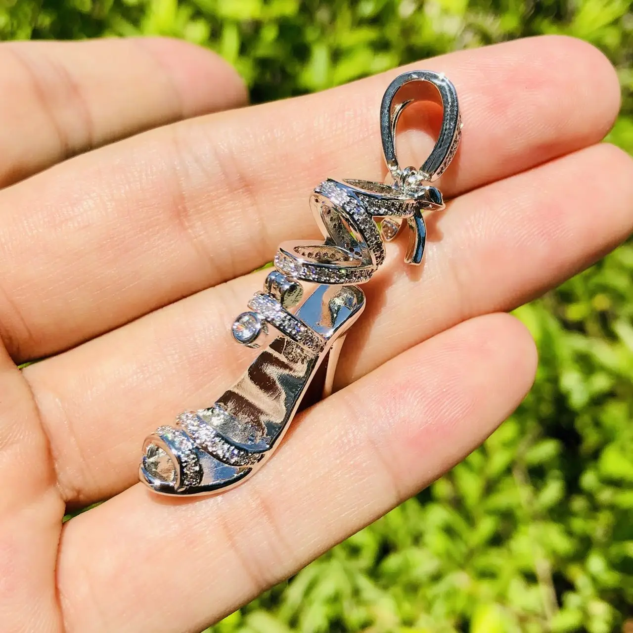 5pcs Zirconia Pave Bling Woman High Heel Charm Pendant for Custom Bracelet Necklace Handmade Jewelry Acessory Finding Fashion view 3