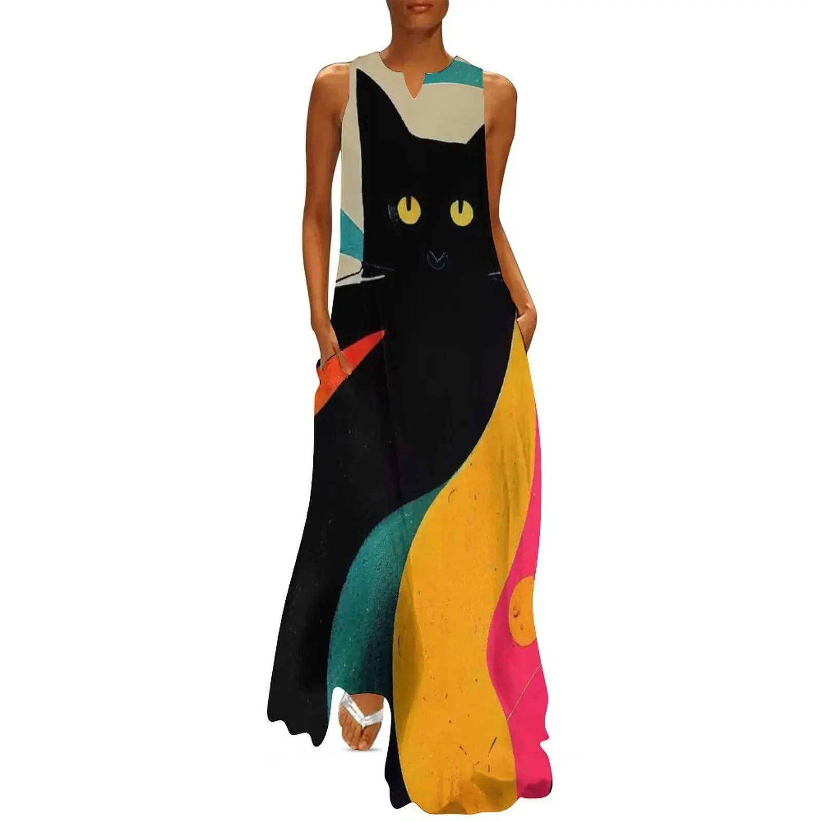 

Abstract Cat Long Dress Dress vintage purple dress dresses for official occasions elegant women's sets