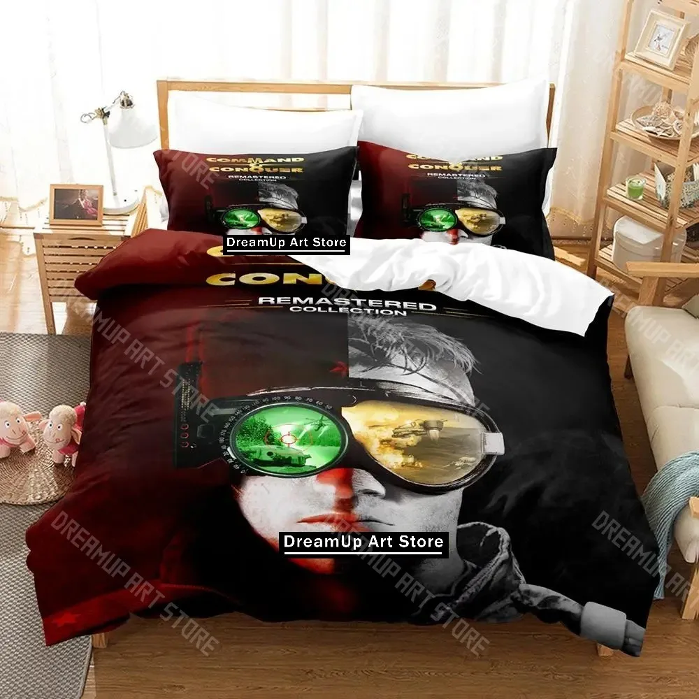 Ensemble de literie Command And Conquer imprimé en 3D pour garçons et filles, housse de couette et taie d'oreiller, tailles Twin Queen King Full Single Double