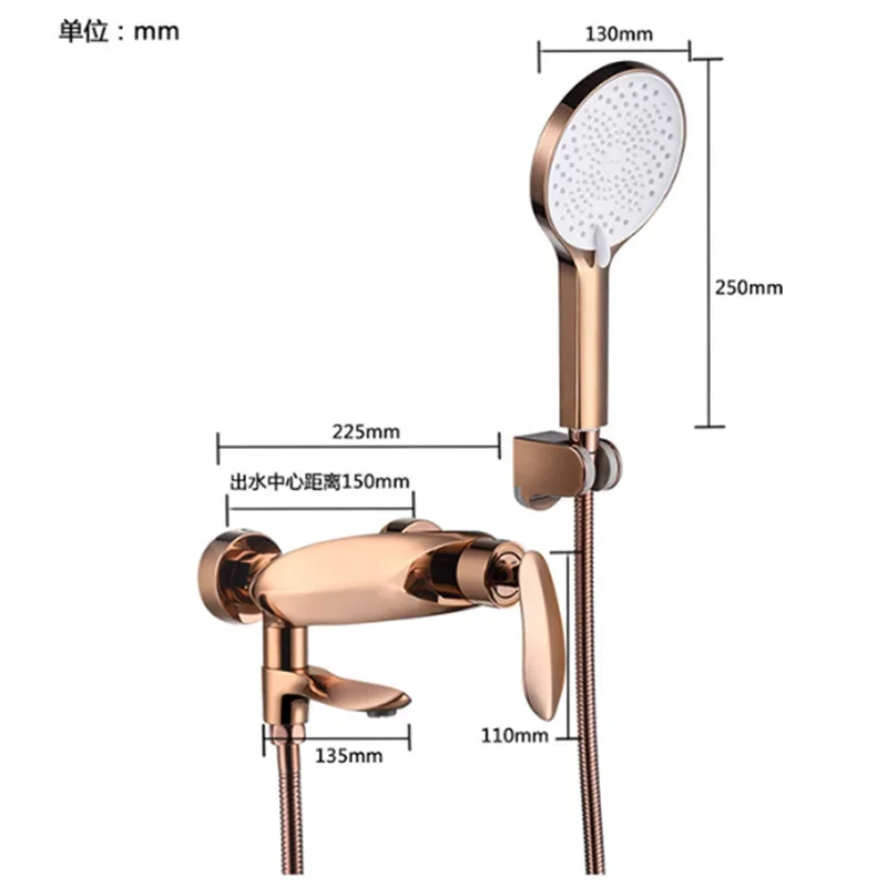   ارتفع الذهب حوض الاستحمام دش مجموعة الساخنة والباردة الذهب الحمام دش صنبور رمادي الحمام شلال حمام ودش صنبور النحاس