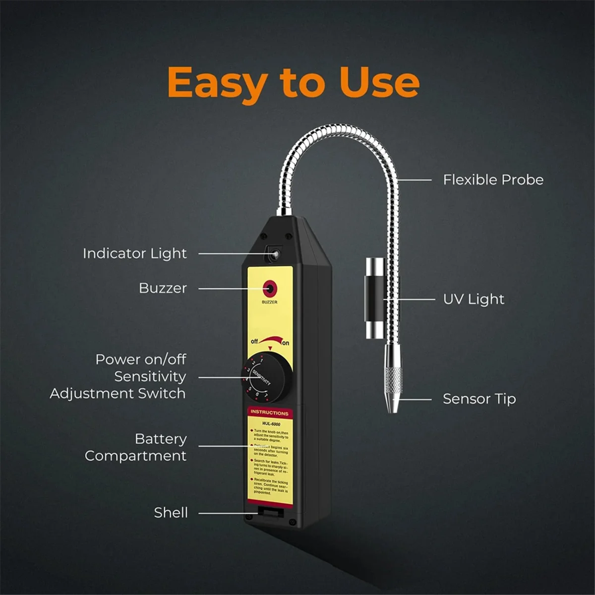 A86I-WJL-6000UV Halogen Leak Detector Freon Leak Detector R22 R410A R134A R1234YF Refrigerant Gas Air Conditioner Tester Tool