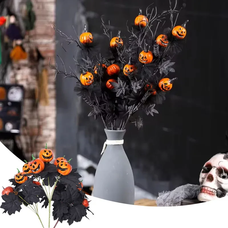 

Halloween Branches Fake Twig With Pumpkin Flower Halloween Creepy Centerpieces Bouquet For Halloween Party Supply Holiday Decor