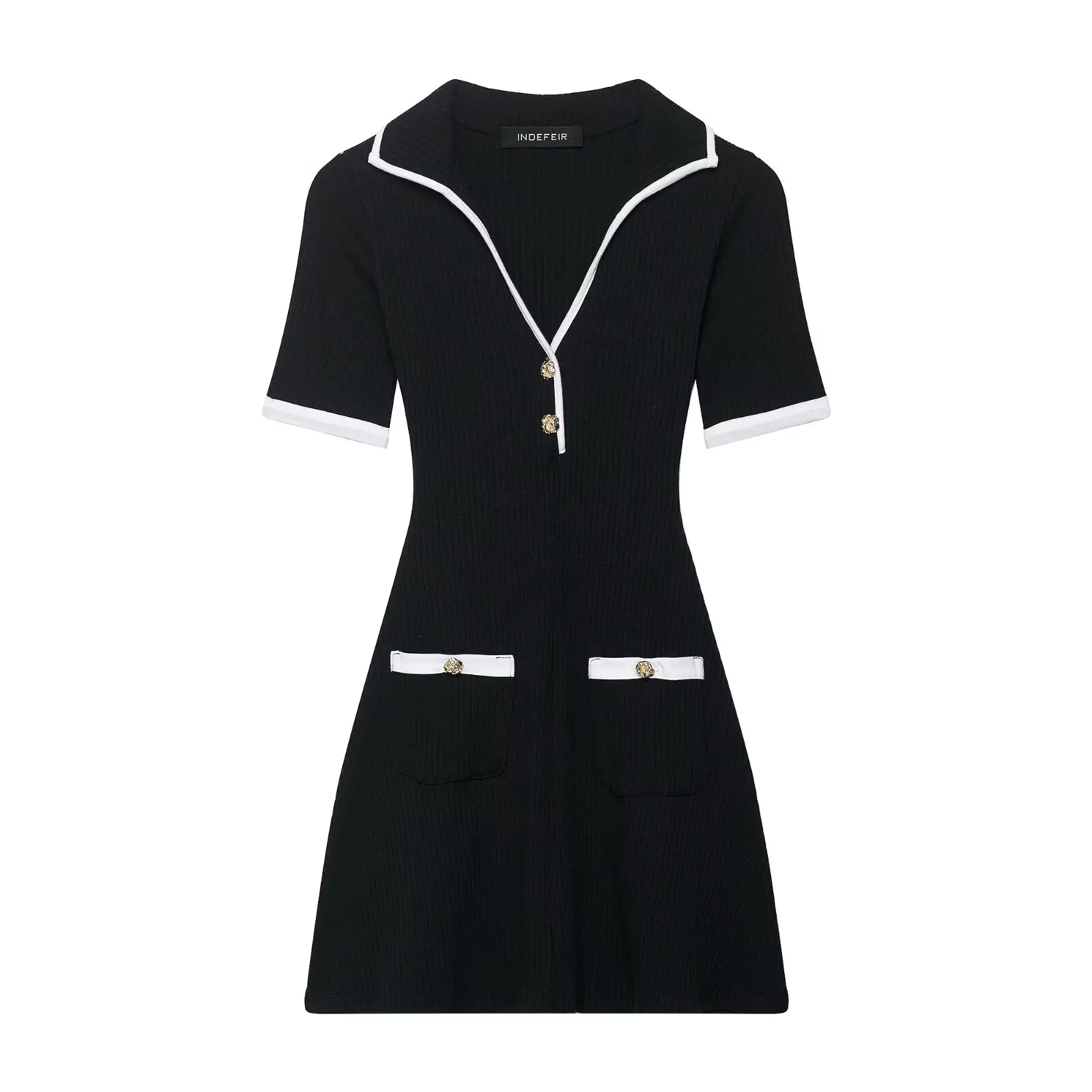 NINE ZA Damen Slim Fit Ort Sve Dr mit Metallknopf gerippter elastischer Rock lässig H-Version Sommer Faion Damen Cl...