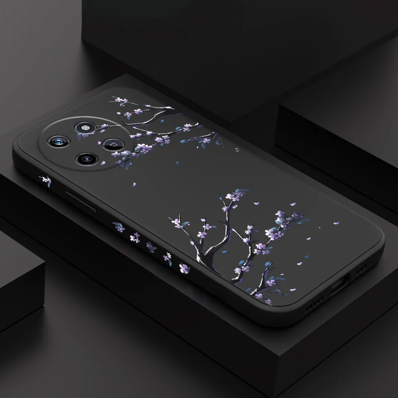 

Purple Flower Rain Phone Case For OPPO Realme 14 13 12 11 10 9 9i 8 8i 7 Pro Plus C35 C21Y C25Y C25 4G 5G Liquid Silicone Cover